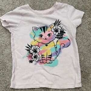 The Children's Place Pastel Cat Tee with Floral Accents